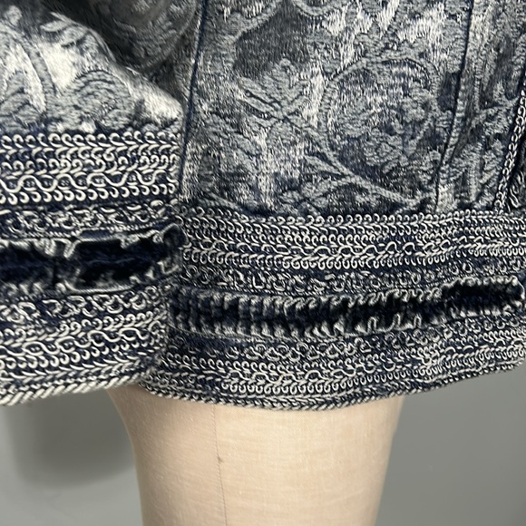 Coldwater Creek Blue Shiny Embroidered Jacquard Open Front Jacket Blazer small - Picture 6 of 13